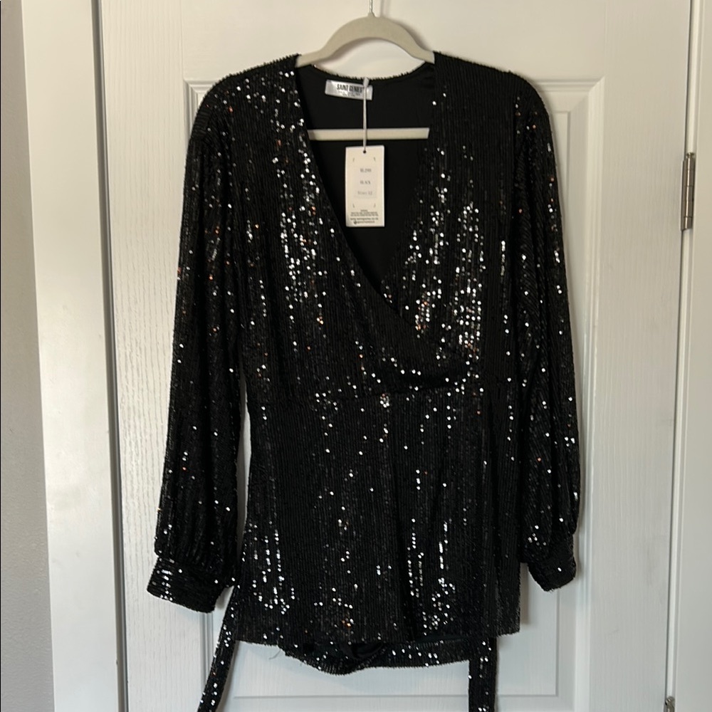 Sexy Black Sequin Mini Jumpsuit